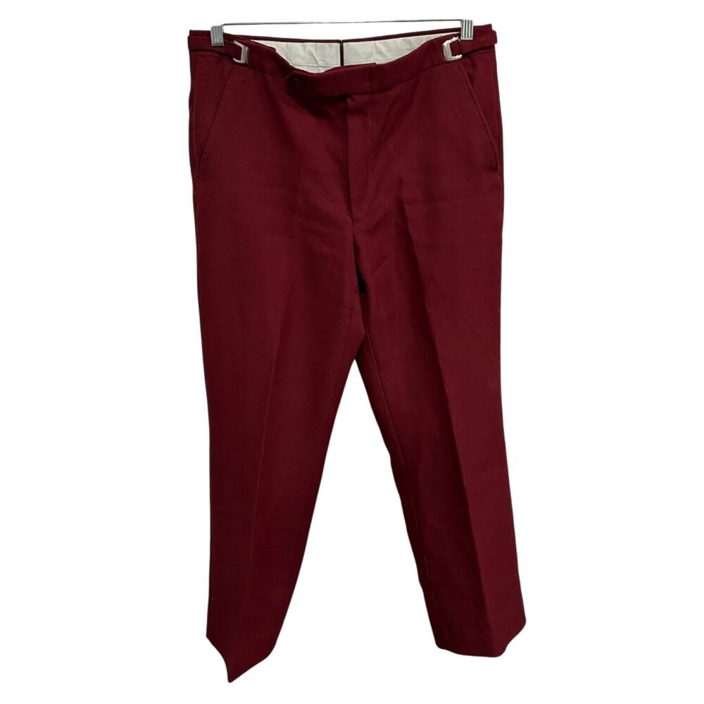 Vintage Burgundy Cropped Pants Adjustable Waist Tabs Made in USA